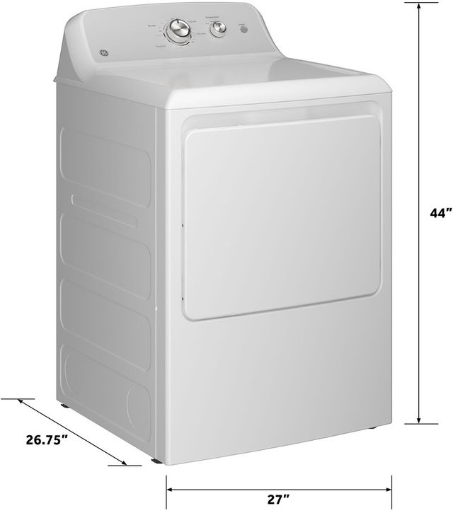 GE® 6.2 Cu. Ft. White Electric Dryer-2