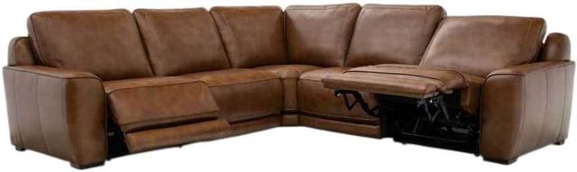 Liberty Furniture Blake 5-Piece Venetian Honey Leather Power Reclining Sectional Sofa-1