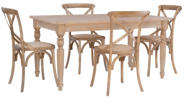 Linon Shiraz 5-Piece Light Natural Brown Dinig Set-0