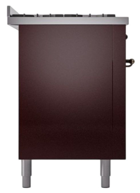 Ilve® Nostalgie II Noblesse 60'' Burgundy Pro Style Dual Fuel Range with Burnished Trim-2
