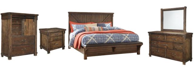 Signature Design by Ashley® Lakeleigh 5-Piece Brown Queen Panel Bed Set-0