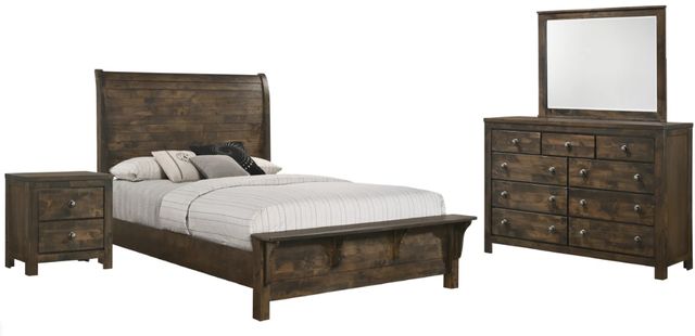 New Classic® Home Furnishings Blue Ridge 4-Piece Rustic Gray Eastern King Panel Bedroom Set-0