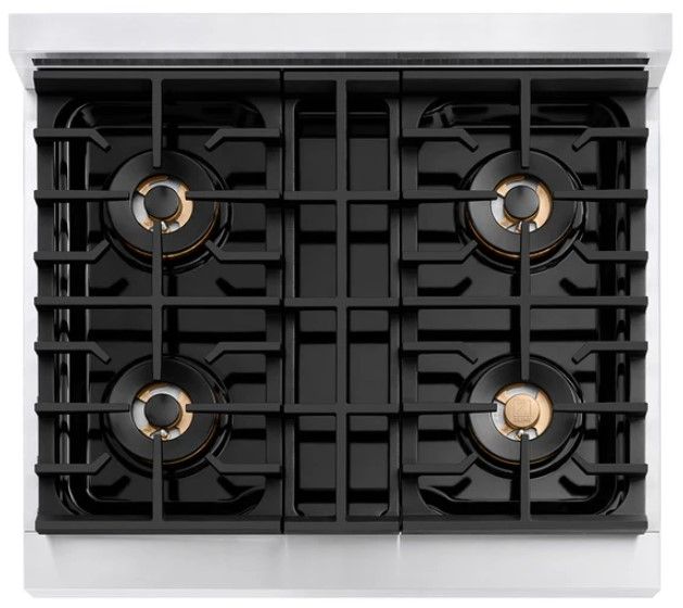 ZLINE Autograph Edition Paramount 30" 4.2 Cu. Ft. Stainless Steel Gas Range with 4 Burner DuoPro™ Cooktop, Convection Gas Oven and Champagne Bronze Accents-2
