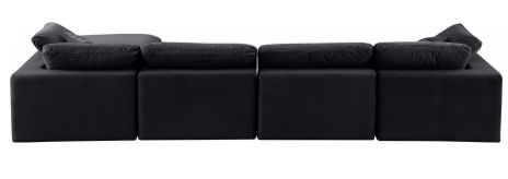 Meridian Furniture Comfy 7-Piece Black Velvet Sofa Sectional-1