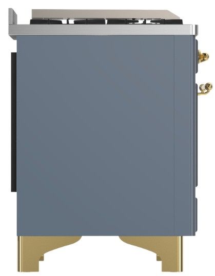 Ilve® Majestic III 40" Blue Gray Pro Style Dual Fuel Liquid Propane Range with Solid Door and Brass Trim-3