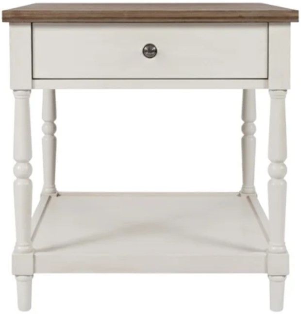 Jofran Inc. Grafton Farms Brown End Table with Antique White Base-1