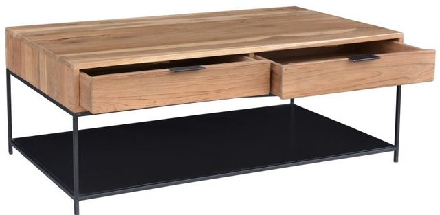 Moe's Home Collection Joliet Natural Coffee Table with Black Metal Frame-2