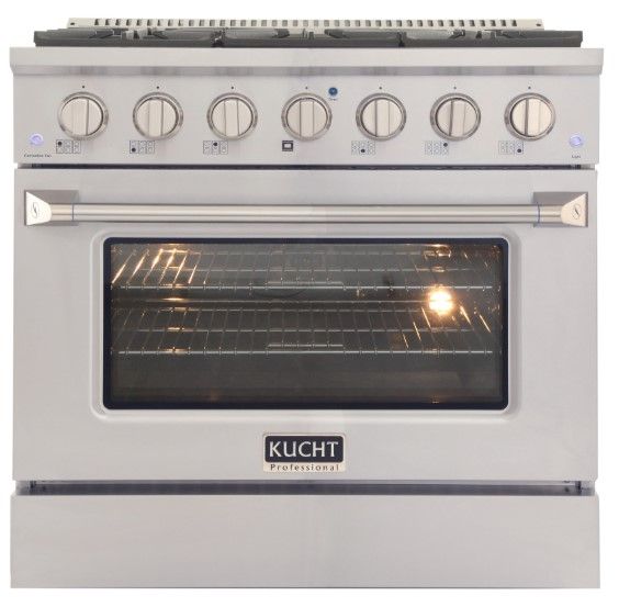 Kucht Professional KNG Series 36" Stainless Steel Pro Style Natural Gas Range with Silver Door-0