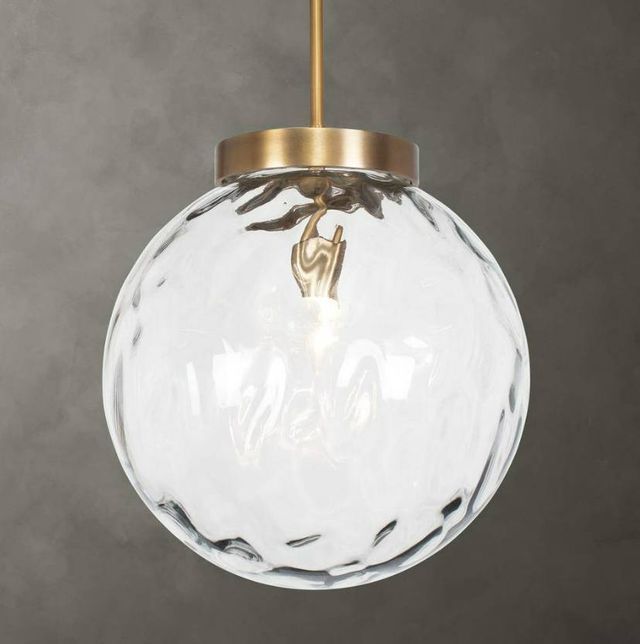 Uttermost® Gaia Glass Pendant with Antique Brass Accent-1