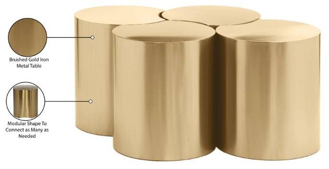 Meridian Furniture Dimple 4-Piece Gold 16" Modular Nesting Coffee Table Set-3