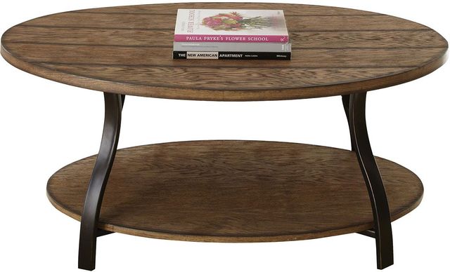 Steve Silver Co. Denise Oak Cocktail Table with Black Base-0