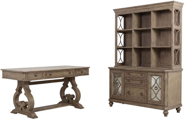 Liberty Furniture Simply Elegant 3-Piece Heathered Taupe Desk and Hutch Set-0