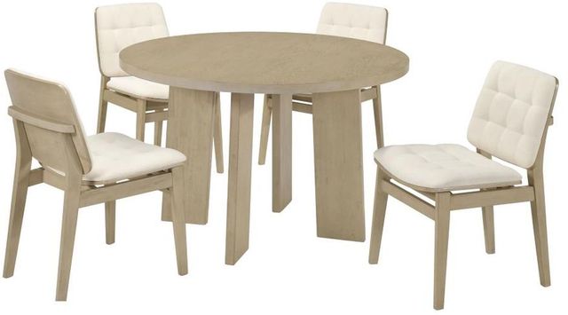 Coaster® Strouse 5-Piece Cream/Natural Oak Round Dining Table Set-0