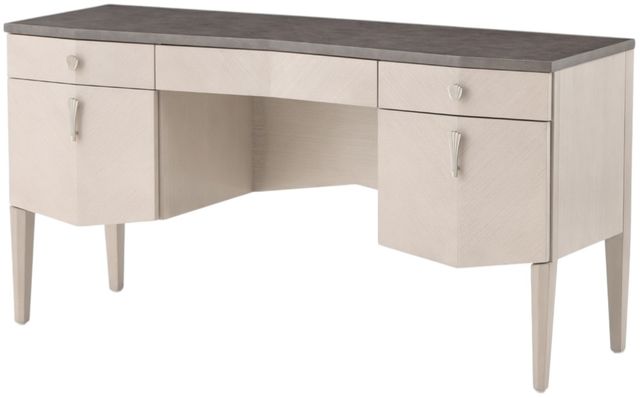 Michael Amini® Fantosini 3-Piece Silver Leaf Vanity Desk with Mirror and Chair Set -1