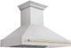 ZLINE Autograph Edition 48" Satin Stainless Steel Wall Mounted Range Hood with Polished Gold Handle-4