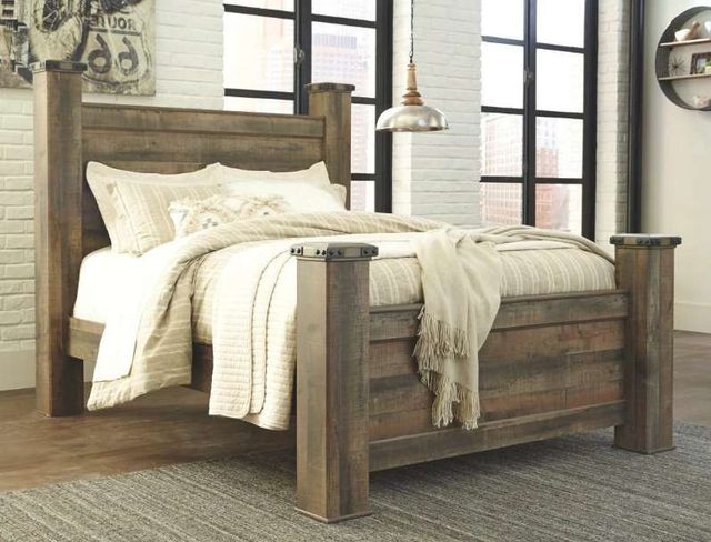 Signature Design by Ashley® Trinell Rustic Brown King Poster Bed-1