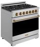 Thor Kitchen Gordon Ramsay Collection 36" Stainless Steel Pro Style Liquid Propane Range with Precision Knob Control and Bronze Trim-2