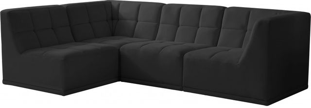 Meridian Furniture Relax 4-Piece Black Velvet Modular Sectional Set-0