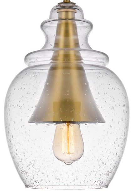 Cal® Lighting & Accessories Girona Antique Brass/Glass Pendant-3