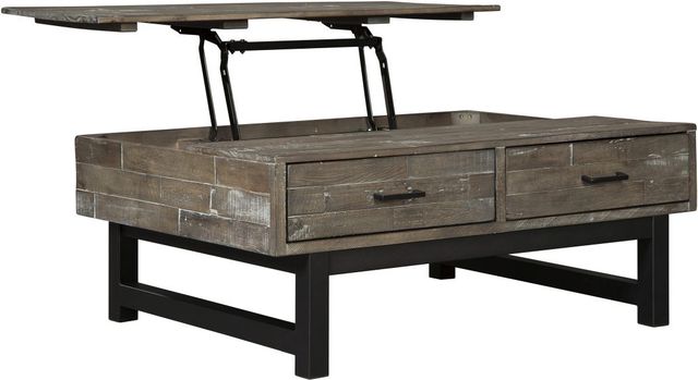 Signature Design by Ashley® Mondoro Grayish Brown Lift Top Coffee Table with Black Base-1