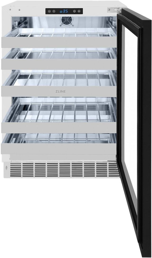 ZLINE Touchstone Autograph Edition Series 24" 4.8 Cu. Ft. Panel Ready Wine Cooler with Glass Door and Champagne Bronze Handle-1