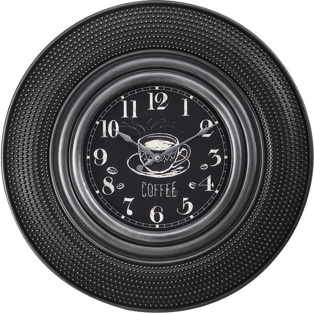 Monarch Specialties Inc. Charcoal Grey 20" Round Wall Clock with Standard Numbers on Chalkboard Back-0