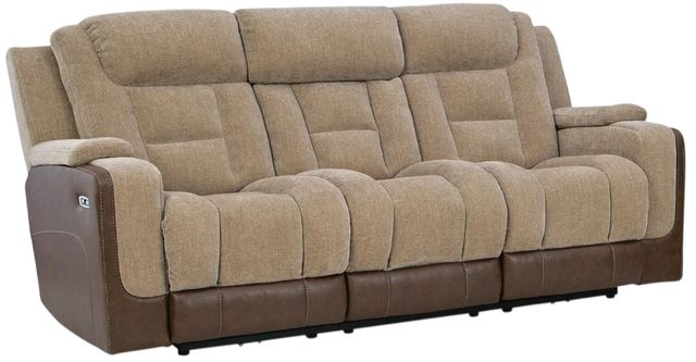 Signature Design by Ashley® Mixed Motion Brownstone Power Reclining Sofa with Adjustable Headrest-0
