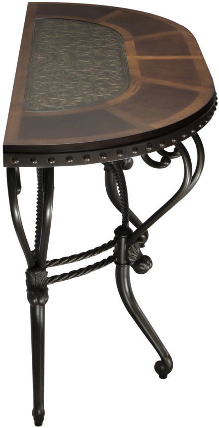 Mazin Furniture Jenkins Dark Cherry Sofa Table with Tobacco Metal Base -3