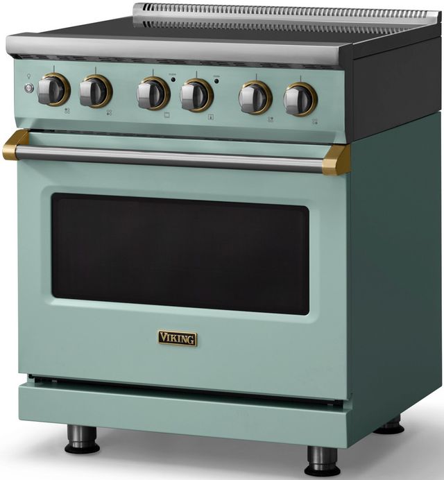 Viking® 5 Series 30" Splash Pro Style Induction Range with Brushed Brass Trim-3