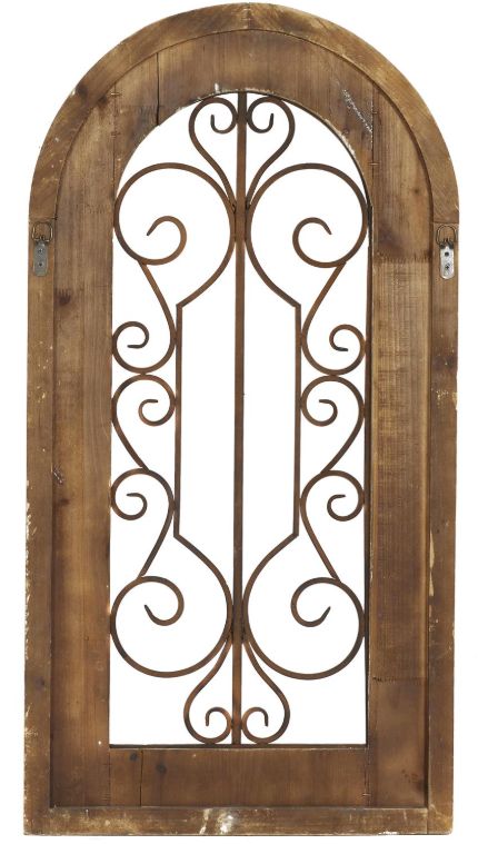 Deco Marche Scroll Arched Window Brown Wall Art Panel-2