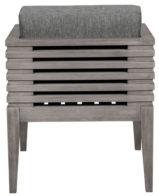 Armen Living Vivid Light Gray Olefin/Wooden Outdoor Dining Chair-4