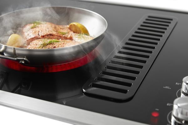 Downdraft cooktop installed in a kitchen island Downdraft cooktop installed in a kitchen island