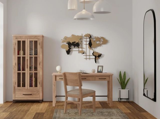 International Furniture Direct Natural Parota Brown Desk-1