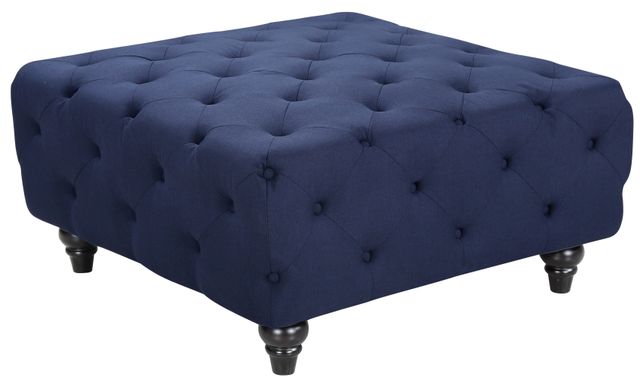 Meridian Furniture Chesterfield Navy Linen Ottoman-0
