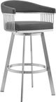 Armen Living Chelsea Brushed Stainless Steel/Gray Swivel Bar Stool-0