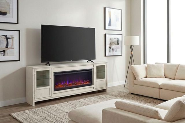 aspenhome® Sandro Brushed White 80" Fireplace Console-2