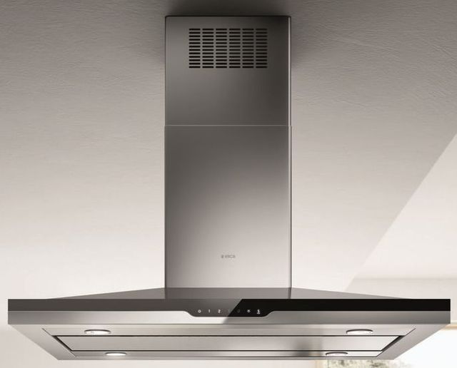 Elica Techne Plus Series Stoney Island 42" Stainless Steel with Black Glass Island Range Hood-0