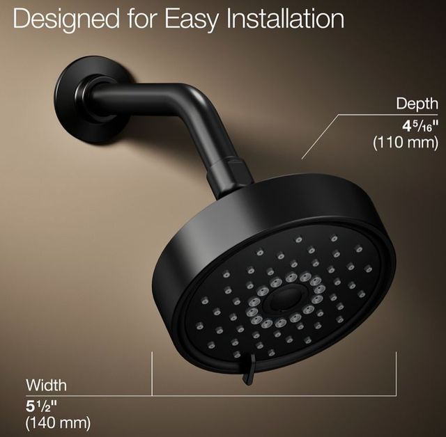 KOHLER® Purist® Matte Black 1.75 GPM 3-Function Showerhead-3