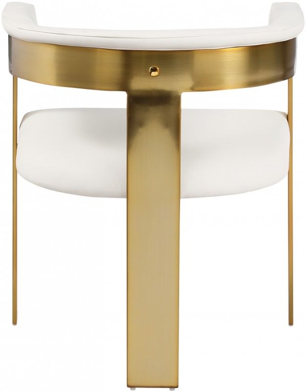 Meridian Furniture Romeo Cream/Brushed Gold Vegan Leather Dining Chair-2