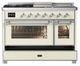 Ilve® Majestic III 48" Antiqued White Pro Style Dual Fuel Natural Gas Range with Triple Glass Door and Chrome Trim-2
