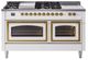 Ilve® Nostalgie II Noblesse 60'' White Pro Style Dual Fuel Range with Brass Trim-0