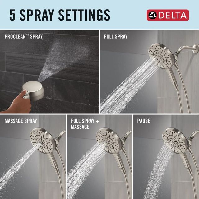Delta Universal Showering Spotshield Brushed Nickel 5-Spray Setting In2ition® with ProClean®-4