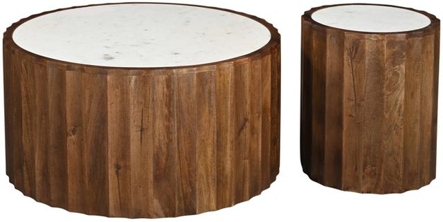 Coast2Coast Home™ Katina White Cocktail Table with Brown Base-4