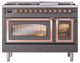 Ilve® Nostalgie II Noblesse 48'' Graphite Matte Pro Style Dual Fuel Range with Copper Trim-1