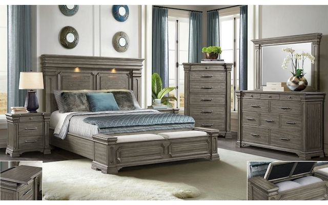 Elements International Kings Court Gray Dresser and Mirror-1
