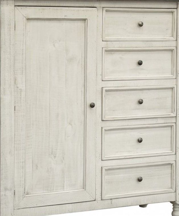 International Furniture Direct Stone Ivory/Weathered Gray Gentleman Chest-2