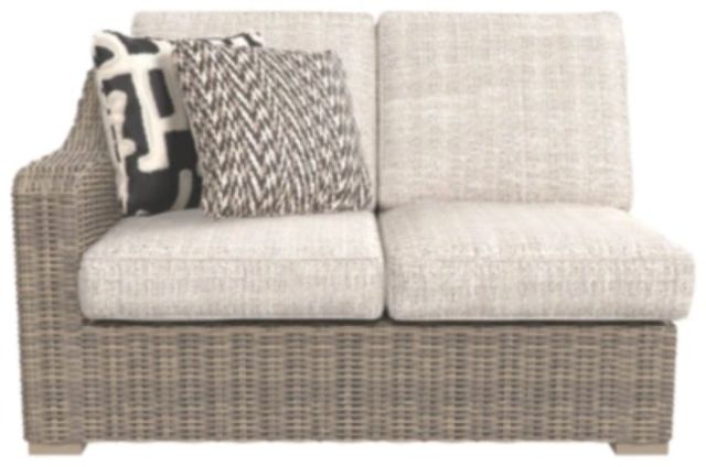 Signature Design by Ashley® Beachcroft 2-Piece Beige/Brown Outdoor Fabric/Resin Wicker Loveseat-3