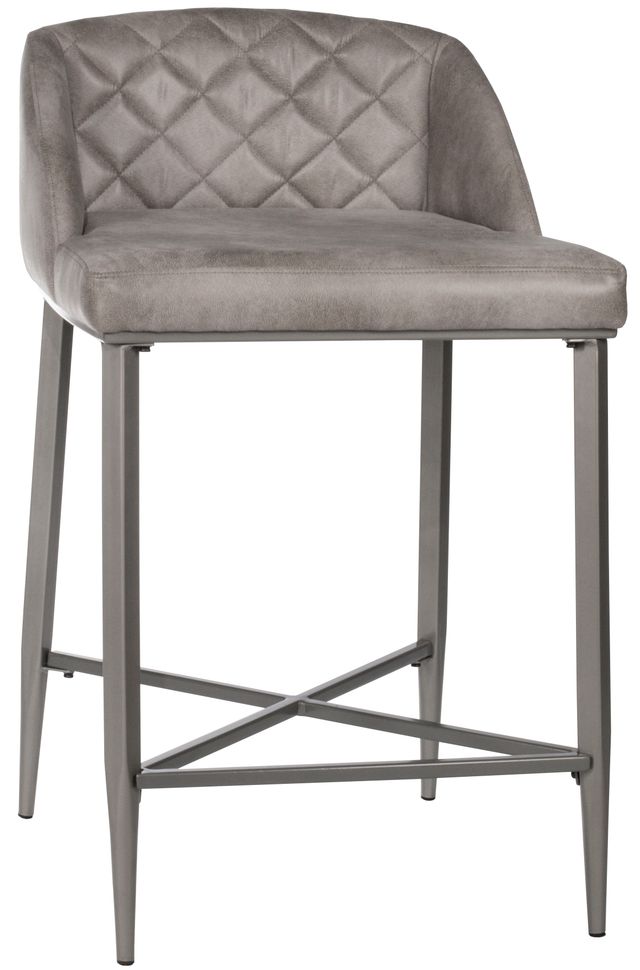 HH2 Home Phoenix 2-Piece Pewter/Weathered Gray Leather Counter Stool-1