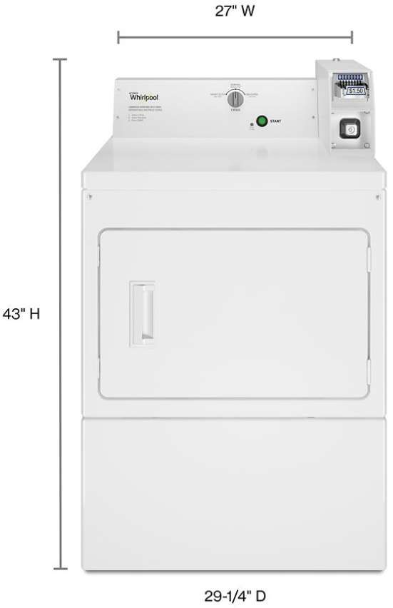 Whirlpool® Commercial 7.4 Cu. Ft. White Front Load Electric Dryer-2