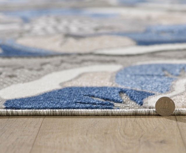KAS Rugs Calla Blue/Gray Flora 5'x7' Area Rug-3